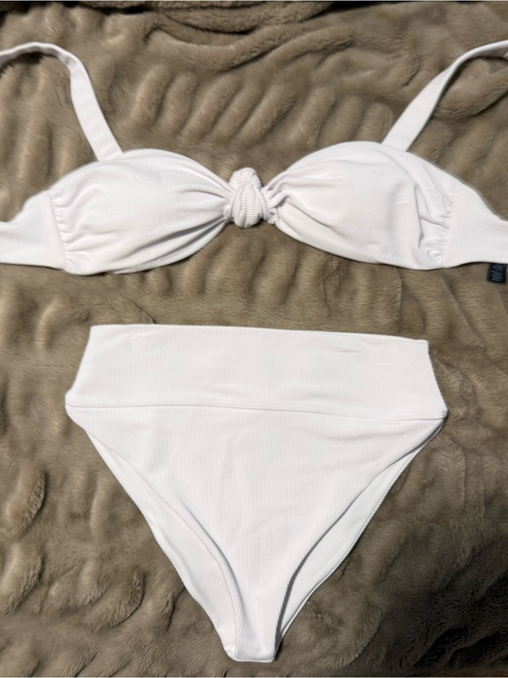 Beach Riot White Ribbed Bikini Set – Size Medium